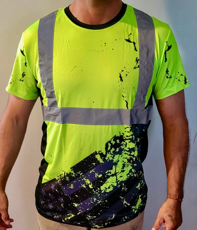 Patriotic safety reflective construction t shirt